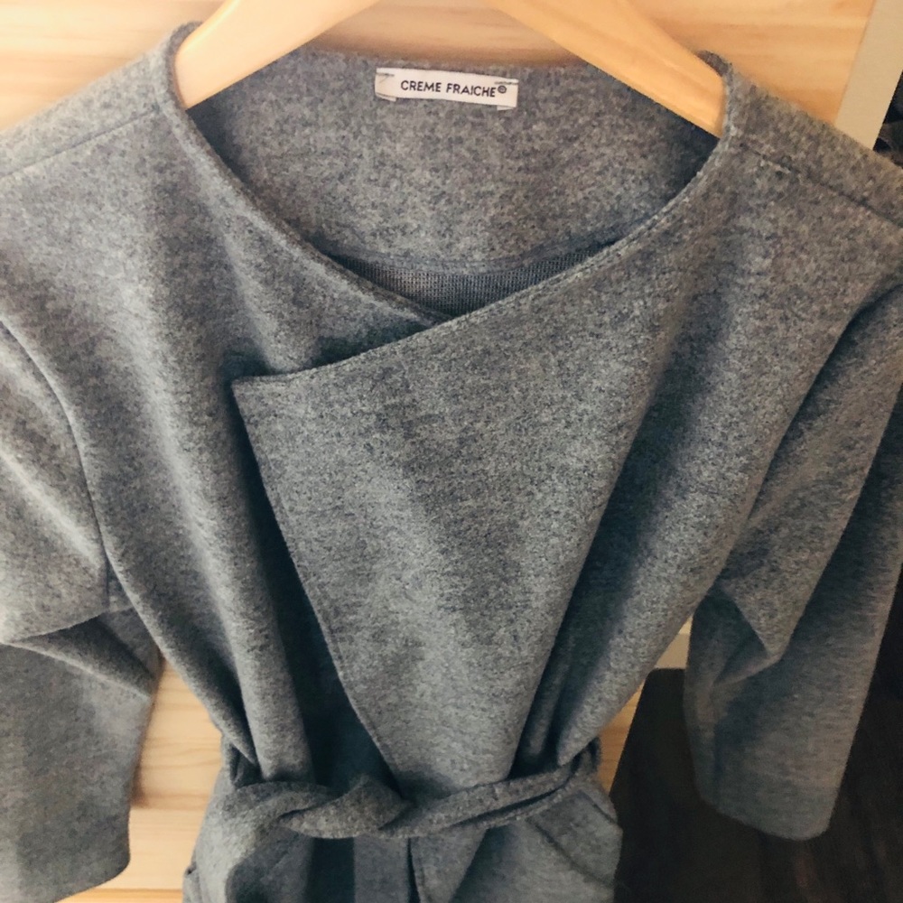 Creme Fraiche Heather Grey wrap jacket